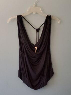 FREE PEOPLE Draped Sleeveless Black Tank Top